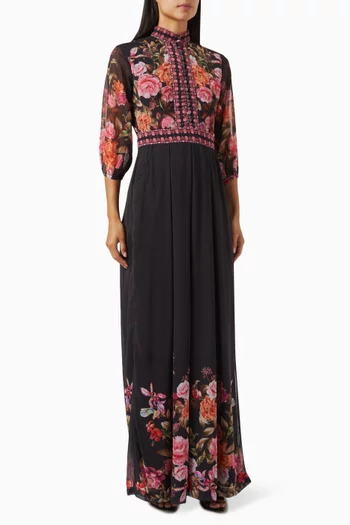 Harper Floral-print Jumpsuit in Chiffon