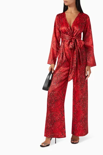 Blake Printed Jumpsuit in Satin