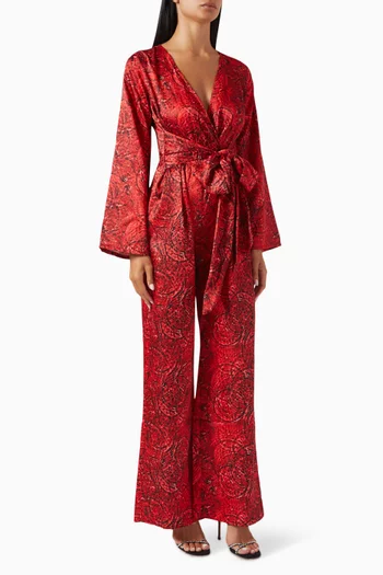 Blake Printed Jumpsuit in Satin