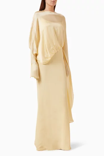 Ophelia Maxi Dress in Silk-chiffon & Crepe de Chine