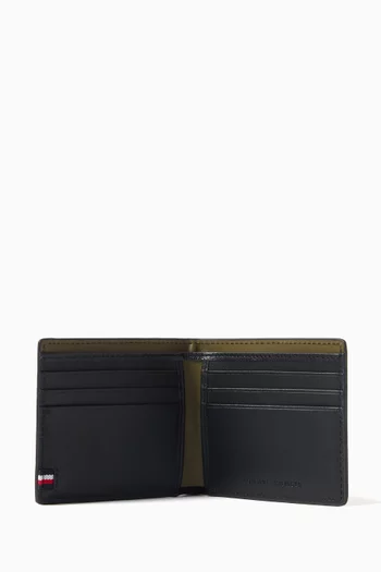 محفظة ميني ثنائية الطي بشعار الماركة جلد