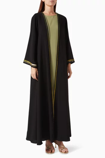 Contrast-trim Abaya Set in Crepe