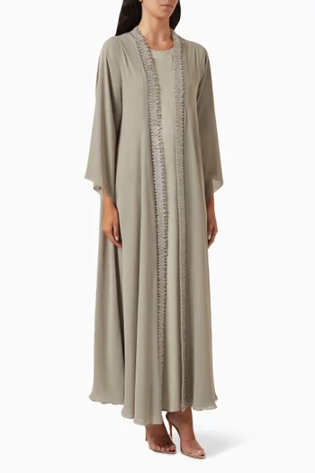 Three-piece Abaya Set in Chiffon & Silk