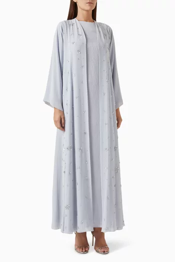 Sequin-embellished Abaya Set in Chiffon & Silk
