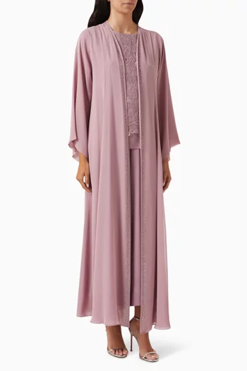 Four-piece Abaya Set in Chiffon & Silk