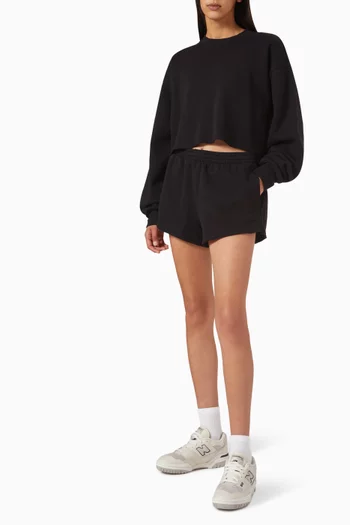 Cropped Crewneck Sweatshirt in Cotton Fleece