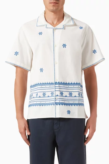 Didcot Daisy Embroidered  Shirt in Cotton & Linen