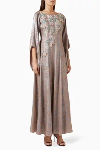 Bead-embellished Maxi Dress in Metallic-crepe