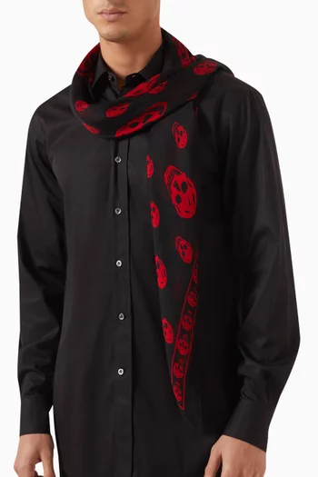 Classic Skull-print Scarf in Foulard Silk