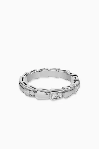 خاتم سيربنتي فايبر مرصع بالماس ذهب أبيض عيار 18