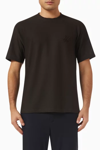 Flocked-logo T-shirt in Stretch Waffle-knit