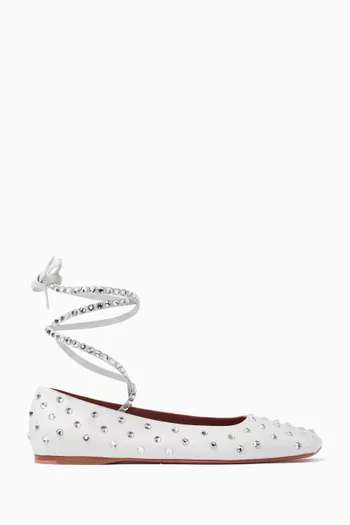 Ane Crystal Lace-up Ballet Flats in Nappa