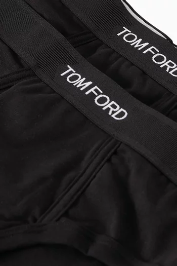 Logo Waistband Briefs in Cotton, Pack of 2