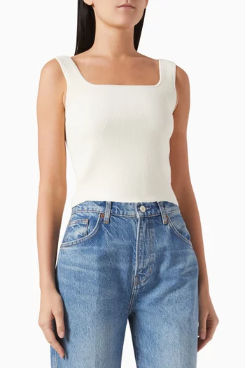 Julia Ribbed Tank Top in Cotton Blend