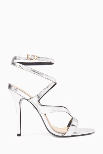 Strappy 100 Sandals in Metallic Leather