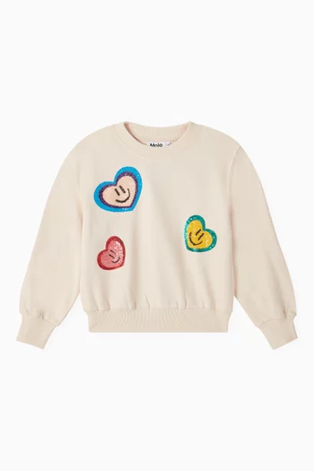 Marge Sequin Hearts Sweatshirt in Organic Cotton