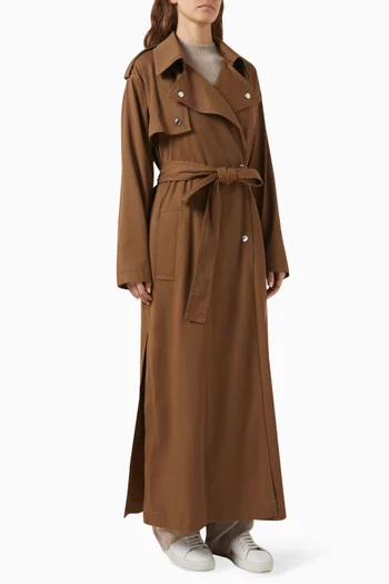 Belted Trench Coat in Cotton-blend