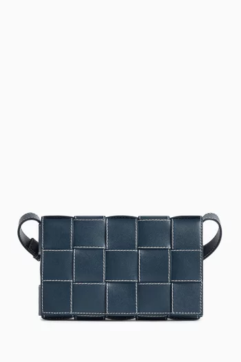 Cassette Crossbody Bag in Orthogonal Woven Leather