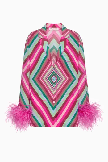 Valentino Garavani Rhombus 75 Feather-embellished Shirt in Silk