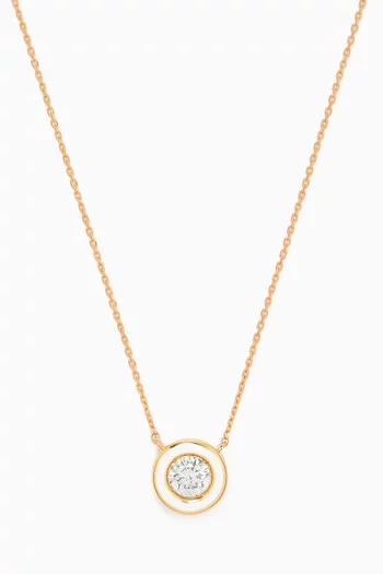 Round Enamel & Diamond Necklace in 18kt Gold