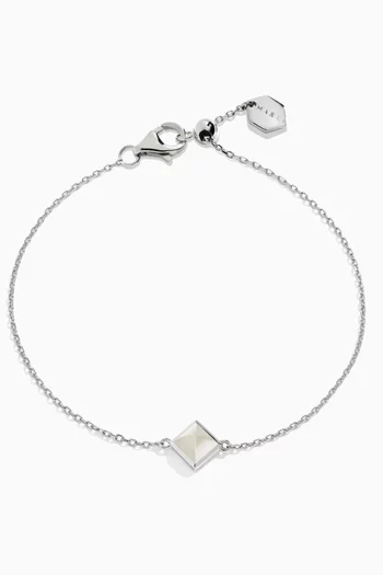 Cleo Pyramid Moonstone Chain Bracelet in 18kt White Gold