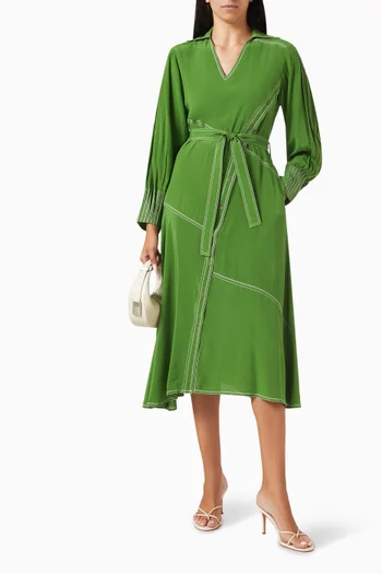 Rural Midi Dress in Silk Crepe