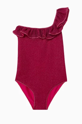 Osemini Lumiére One Shoulder Maillot in Glitter Nylon