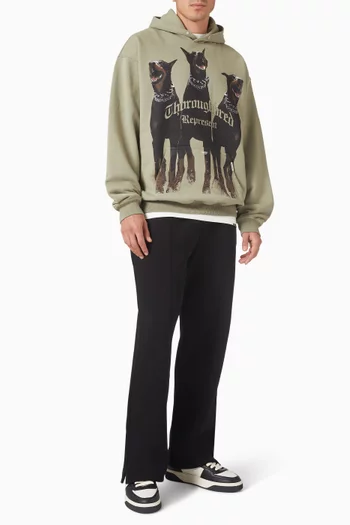 كنزة بغطاء رأس بشعار Thoroughbred قطن