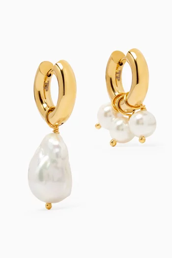Pearl Huggie Earrings in 14kt Gold-plated Brass