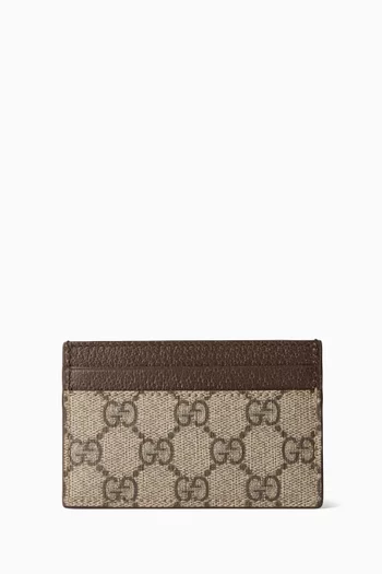 GG Supreme Card Case in Canvas & Leather