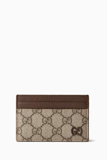 GG Supreme Card Case in Canvas & Leather