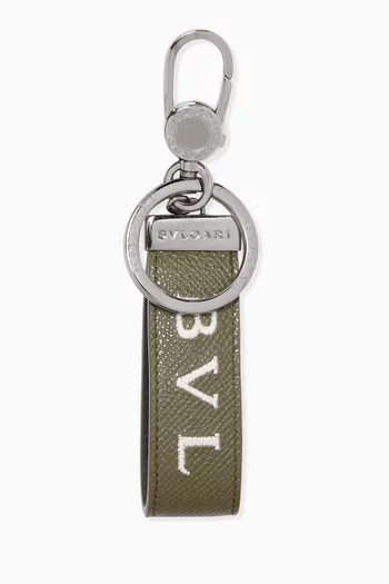 Logo-embroidered Keyring in Leather