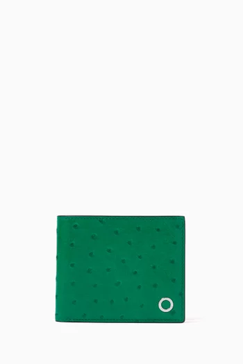 محفظة هيبستر ثنائية الطي بشعار الماركة جلد نعام
