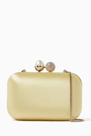 Cloud Pearl-embellished Clutch Bag in Satin