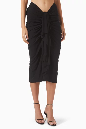 Vivenda Draped Midi Skirt in Viscose