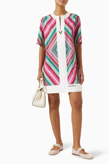 Rhombus 75 Mini Dress in Foulard Cotton-poplin