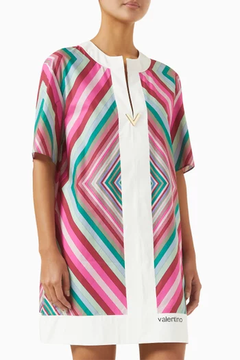 Rhombus 75 Mini Dress in Foulard Cotton-poplin