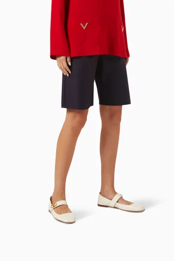 Valentino Garavani VLogo Locker Mary-Jane Ballerina Flats in Calfskin