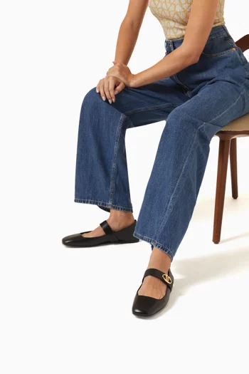 Valentino Garavani VLogo Locker Mary-Jane Ballerina Flats in Calfskin