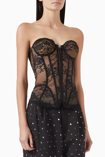 Boned Zip Bustier Top in Lace