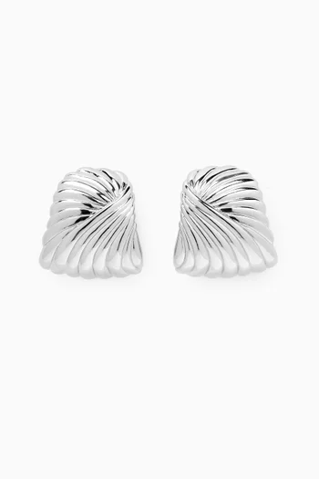 Ridge Oversized Stud Earrings in Silver-plated Brass