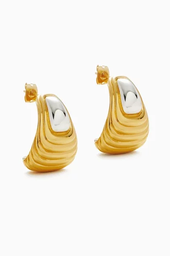 Ridge Oversized Stud Earrings in 18kt Recycled Gold-plated Brass