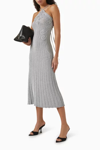 Niamh Ribbed Midi Dress in Viscose-blend