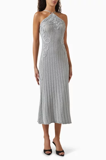 Niamh Ribbed Midi Dress in Viscose-blend