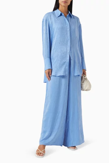 Selene Oversized Shirt in Crinkle Satin