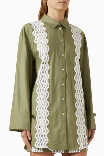 Eleni Lace-trim Shirt in Cotton