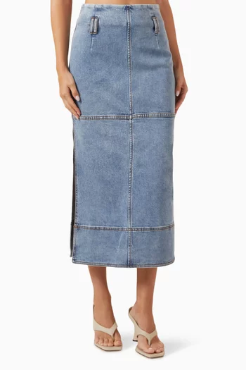 Outline Midi Skirt in Cotton-denim
