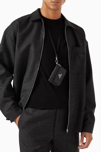 Logo Lanyard-wallet in Saffiano Leather