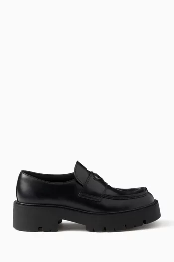 Chunky Loafers in Brushed Leather