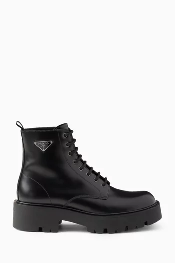 Combat Boots in Brushed Leather